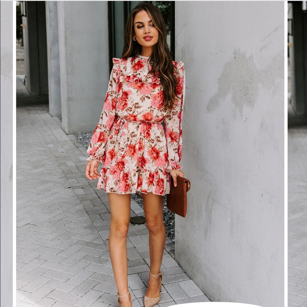 Vici Collection Aakaa Crochet Ruffle Dress XS